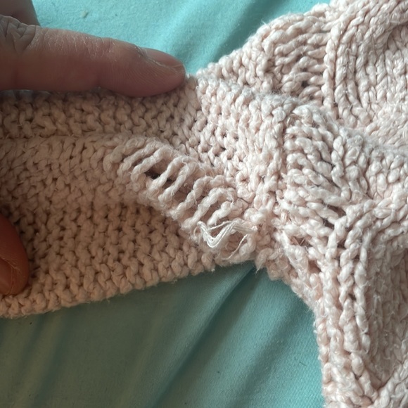 Free people easy cable knit v neck sweater pullover pink tunic small - Picture 16 of 16